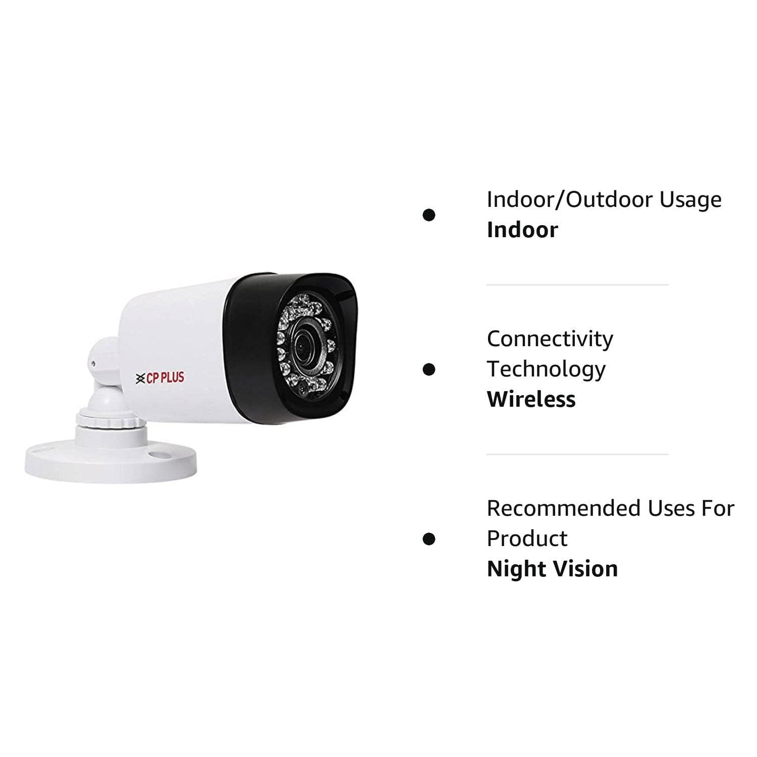 CP PLUS Wireless Bullet 2.4 MP 1080P Camera (White)