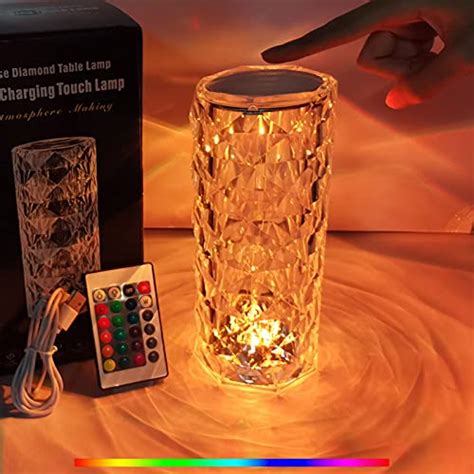 Crystal Rose Diamond 16 Color Rgb Changing Mode Led Night Lights - Usb Remote And Touch Control Desk Lamp For Bedroom, Living Room(Pack Of 1)