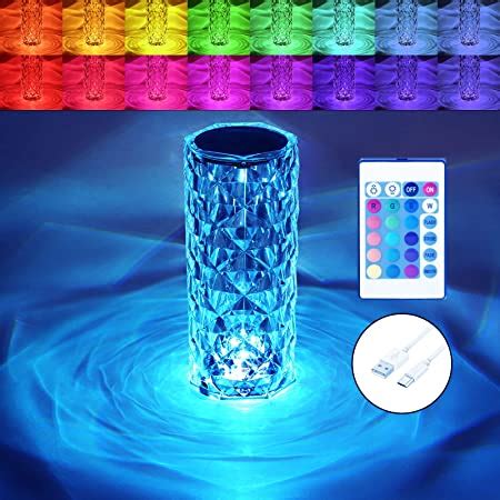 Crystal Rose Diamond 16 Color Rgb Changing Mode Led Night Lights - Usb Remote And Touch Control Desk Lamp For Bedroom, Living Room(Pack Of 1)