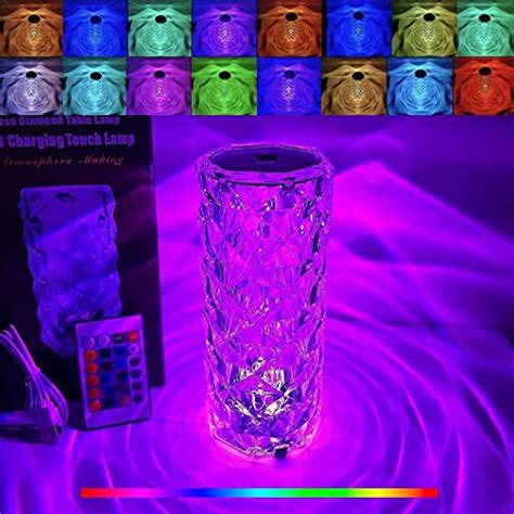 Crystal Rose Diamond 16 Color Rgb Changing Mode Led Night Lights - Usb Remote And Touch Control Desk Lamp For Bedroom, Living Room(Pack Of 1)