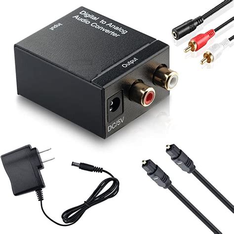 Digital to Analog Audio Converter SPDIF Optical Coax to Analog RCA 2.1 Stereo Audio Converter Adapter