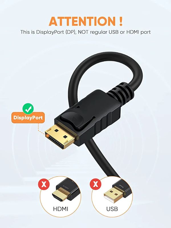 DP to VGA Cable 6 FT, DisplayPort to VGA Cable Gold Plated 1080p@60Hz, DP Male to VGA Male Cable, Black