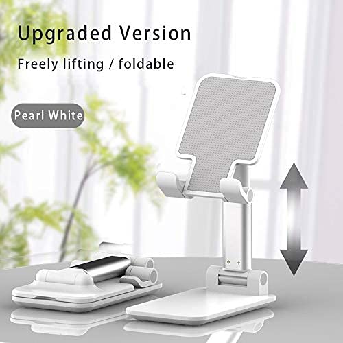 Fully Foldable Tabletop Desktop Tablet Mobile Stand Holder - Angle & Height Adjustable for Desk, Cradle, Dock, Compatible with Smartphones & Tablets