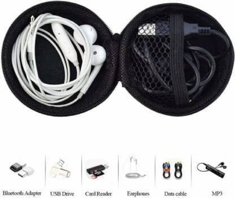 Hard Carrying Case Portable Protection Storage Bag for Earphone Headset Headphone Black (Pack of 2)