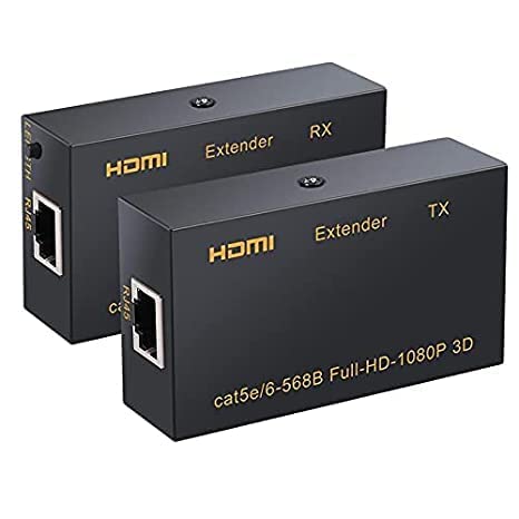 HDMI Extender 4K 120M 60M HDMI Extender, HDMI to RJ45 Network Cable Extender Converter Repeater Compatible With 5e / 6 1080p up to 60m HDTV HDPC PS4 STB 4K 2K (60m)-(EPL-573H) - 60M