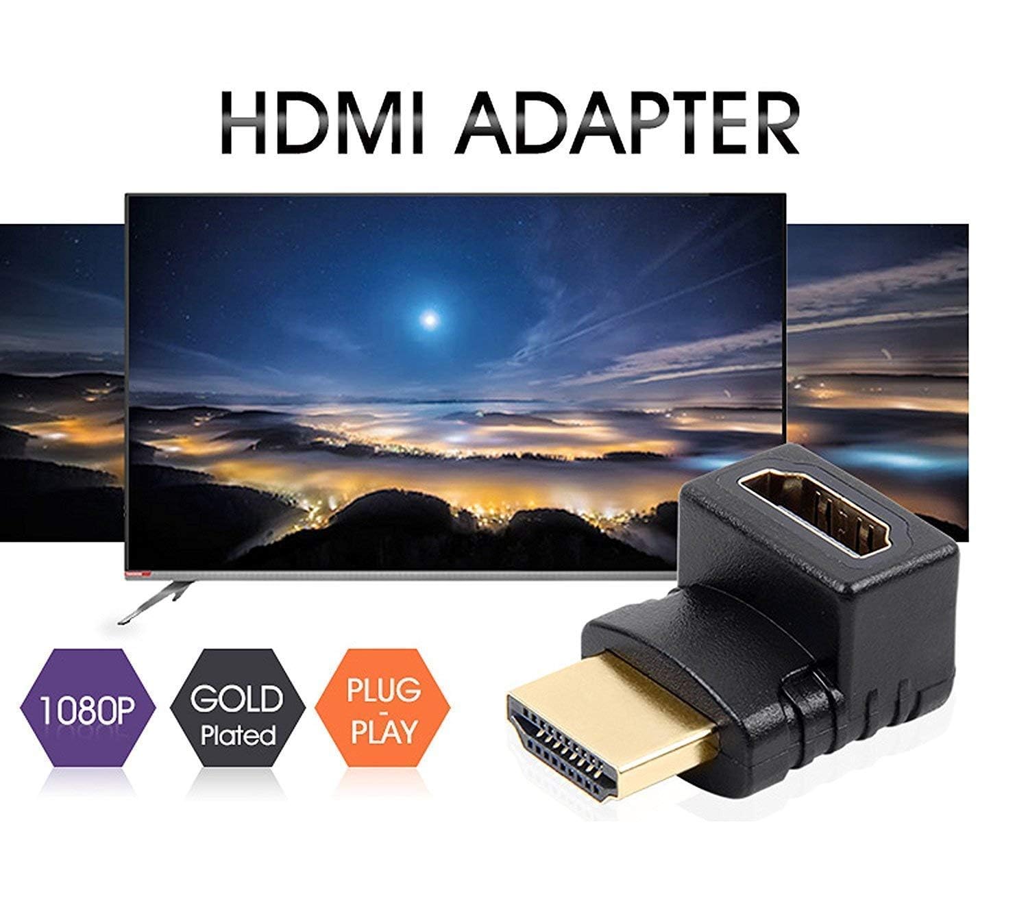 Hdmi Male Female L Shape Connector( Pack of 2 )