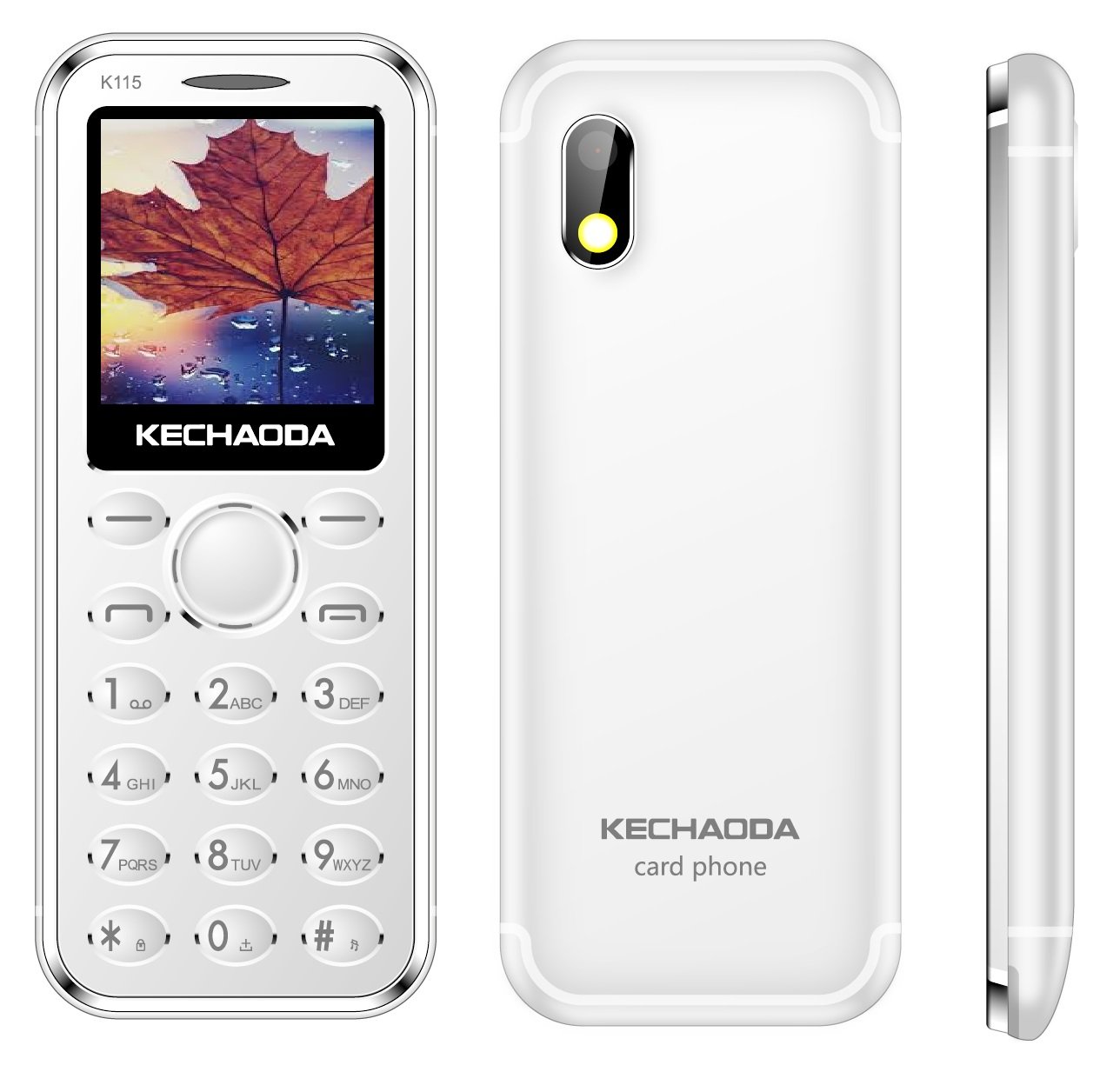 KECHAODA K115 Slim Card Size Dual Sim Phone with External Memory Slot 3.66cm (1.44-inch) Display Only Mobile Phone & Charging Cable in Box ( Black & Silver )