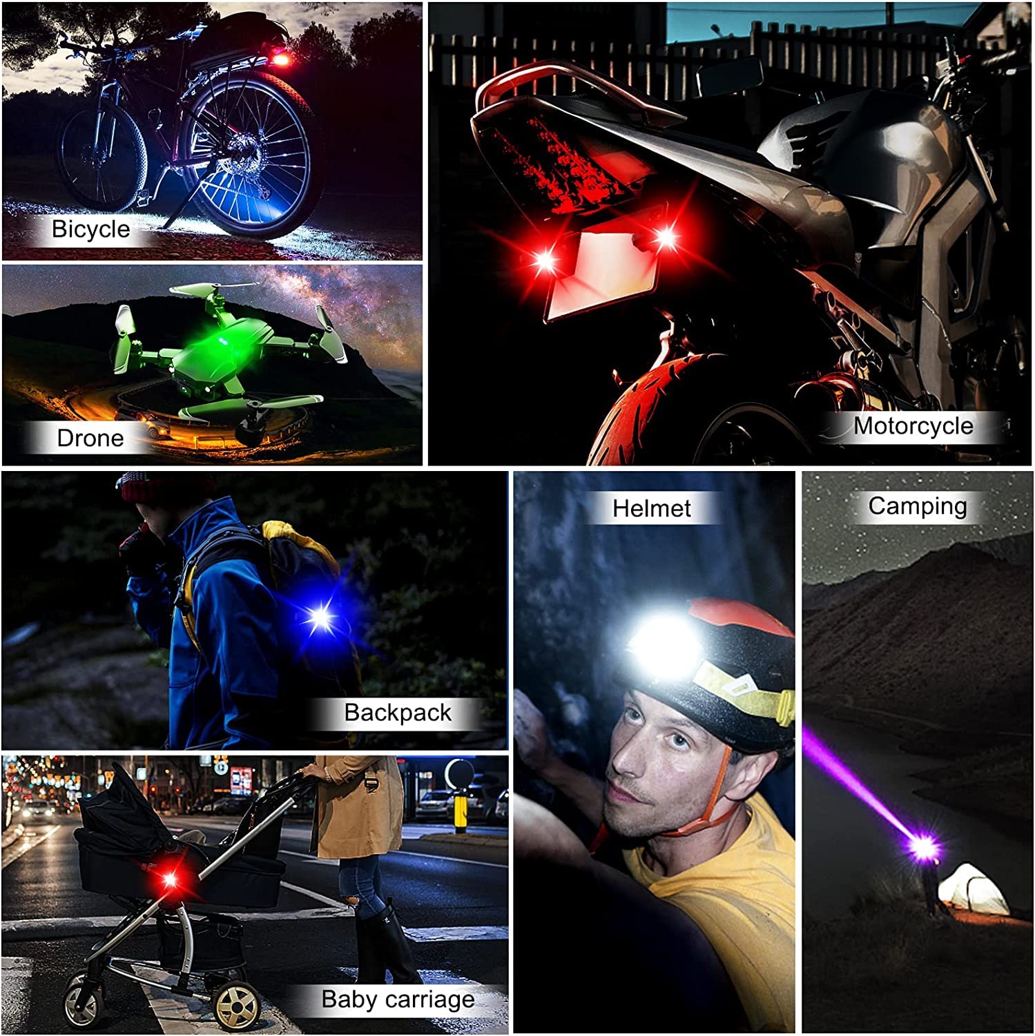 LED Aircraft Strobe Lights For Auto Car Drone Bicycle Bike Helmet Warning Lights, Led strobe light with memory function, Warning Rear Light for Motorcycle and car (5pcs)