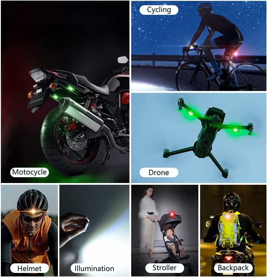 LED Aircraft Strobe Lights For Auto Car Drone Bicycle Bike Helmet Warning Lights, Led strobe light with memory function, Warning Rear Light for Motorcycle and car (5pcs)