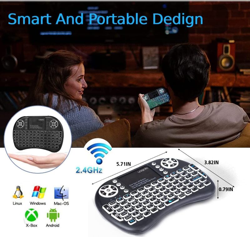 Mini 2.4GHz Wireless Touchpad Keyboard with Mouse (with Backlight) for PC/PAD/360XBox/PS3/Google Android TV Box/HTPC/IPTV (2.4G Black