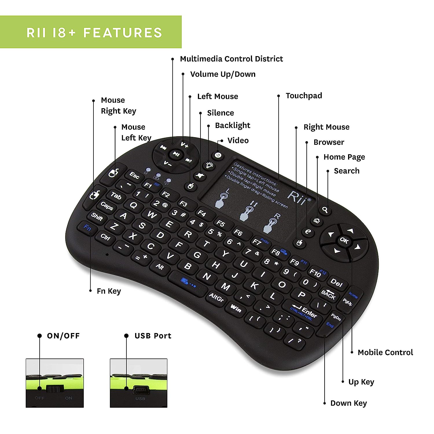 Mini Portable 2.4Ghz Wireless Keyboard With Touchpad Mouse Without RGB Light