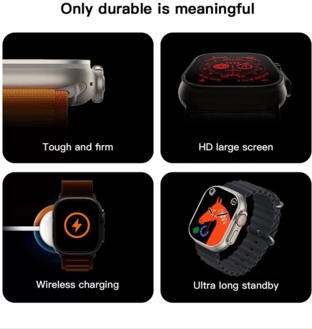 Wholemonkey New T800 Ultra Watch Smartwatch 1.9 HD Display Bluetooth Calling SmartWatch  - Black