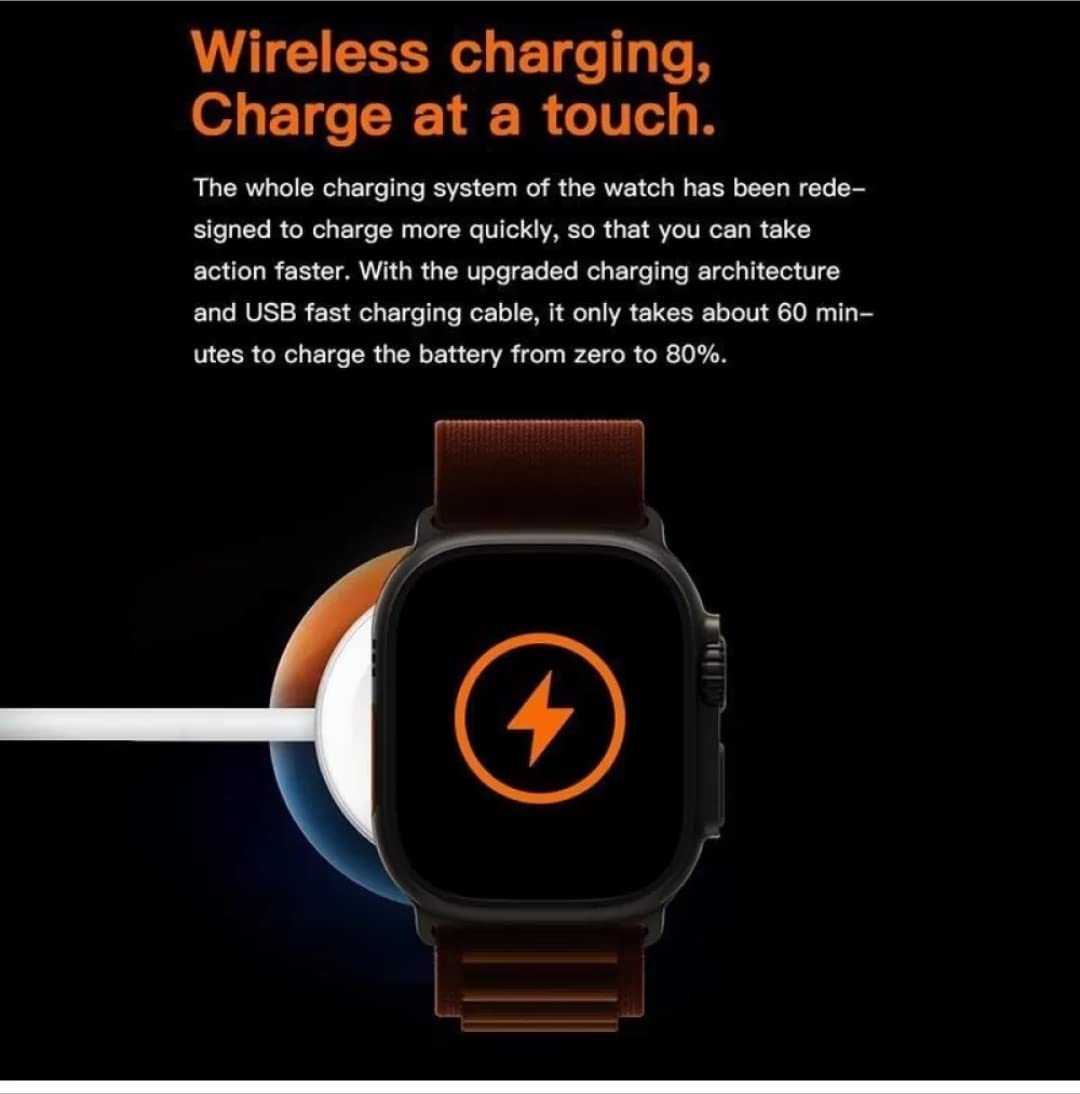 Wholemonkey New T800 Ultra Watch Smartwatch 1.9 HD Display Bluetooth Calling SmartWatch  - Orange