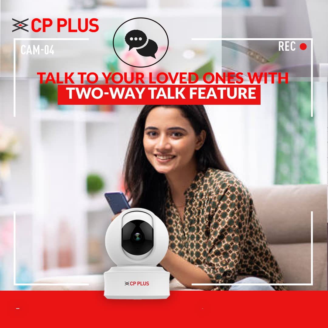 P PLUS 3MP Full HD Smart Wi-fi CCTV Home Security Camera | 360° View | 2 Way Talk | Cloud Monitor | Motion Detect | Night Vision | Supports SD Card, Alexa & Ok Google | 15 Mtr, White- CP-E31A
