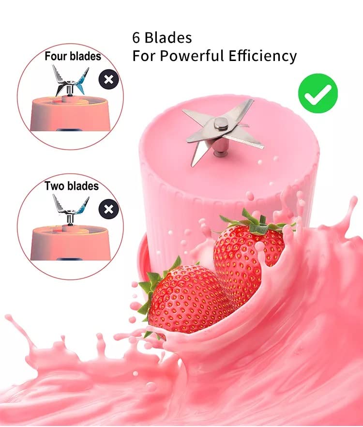 Portable Juicer Cup with Handle, 420ML Mini Blender USB Electric Juicer Cup Rechargeable Juicing Bottle for Shakes Milkshake Fresh Juice