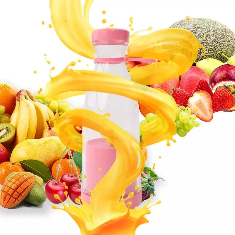 Portable Juicer Cup with Handle, 420ML Mini Blender USB Electric Juicer Cup Rechargeable Juicing Bottle for Shakes Milkshake Fresh Juice