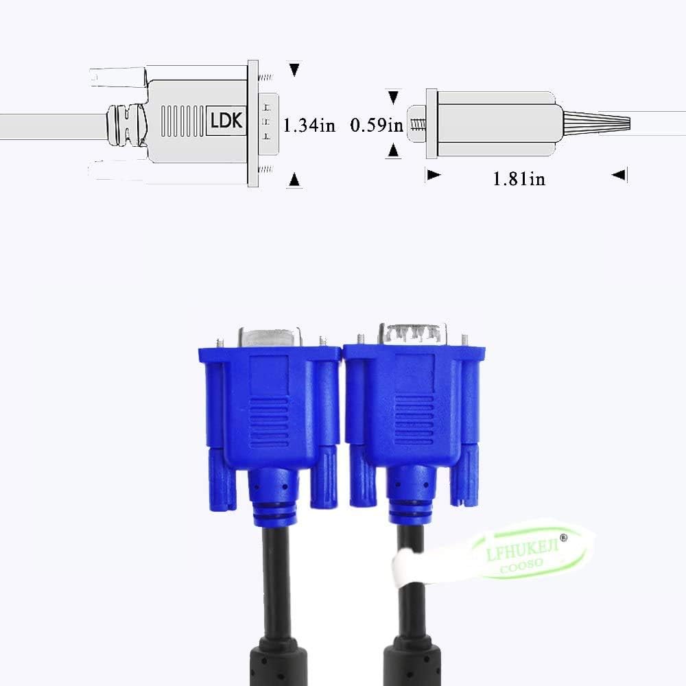 Quality Assured Male to Male VGA Cable Support Monitor/PC/LCD/LED, Plasma, Projector, TFT (LST-VGACBLE-1.5M) - 1.5M