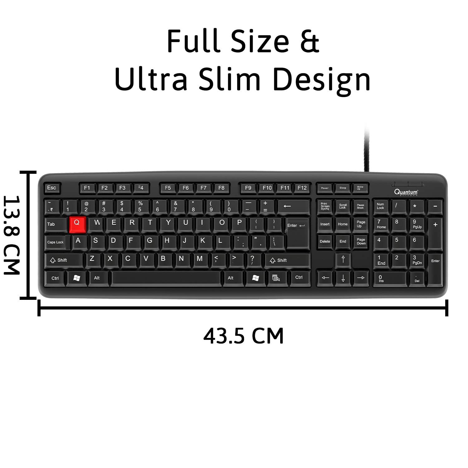 Quantum Usb Keyboard, Black/ Red