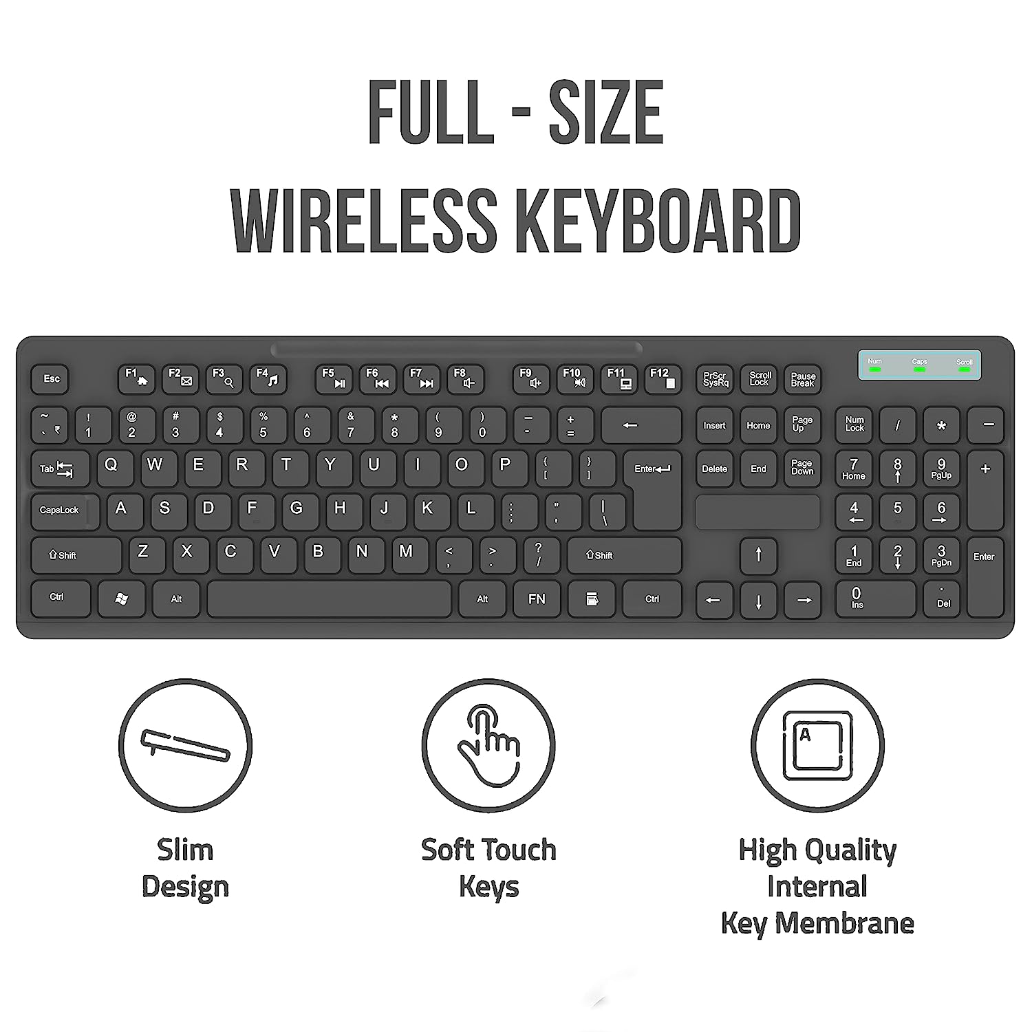 Quantum Wireless Keyboard and Mouse Set, 12 Months* Battery(Cells Included), Nano Receiver, Silent Keys 800/1200/1600 DPI, Chiclet Keys Spill Resistant Keyboard for PC/Laptop, 1 Yr Warranty (Black)