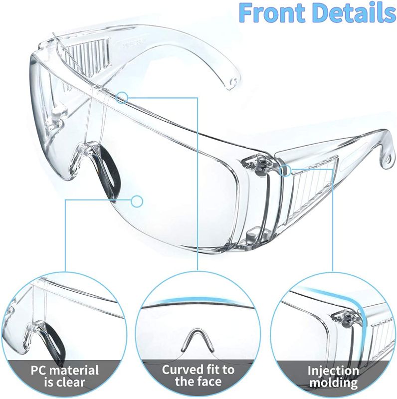 Safety Goggles Hard Coat Eyewear, Over The Spectalar Eye Protector, Anti Pollution Goggles For Multipurpose Use In Riding Motorcycle, Construction, Clear Transparent Goggles (Pack of 1)