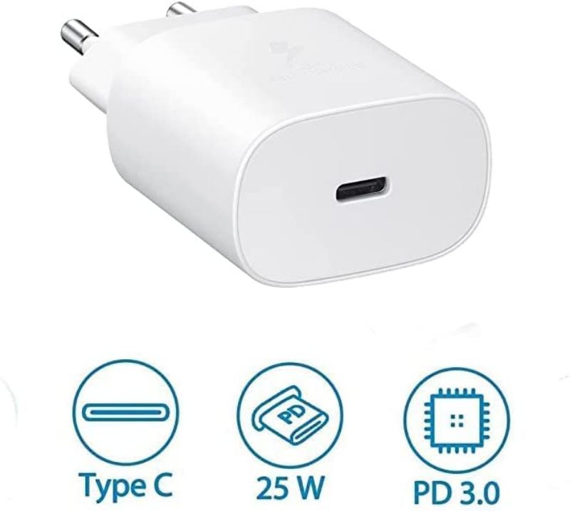 25W USB-C Super Fast Charger True 25W Pd Charging Adapter Compatible for Samsung A14 5G, A73 5G, A53 5G, A23 5G, A04e, A04, A13 (White)