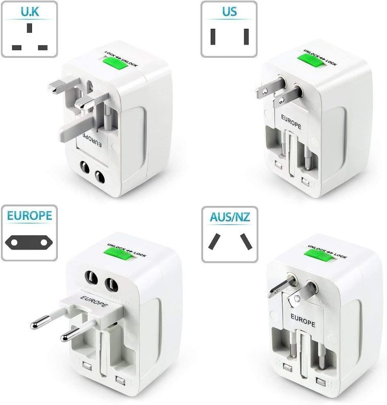 Universal International Travel Adapter 2 Port/USB Worldwide AC Outlet Plugs for Europe, UK, US, AU, Asia Black,Universal Travel Adapter fit for Over 150 Countries All in one.