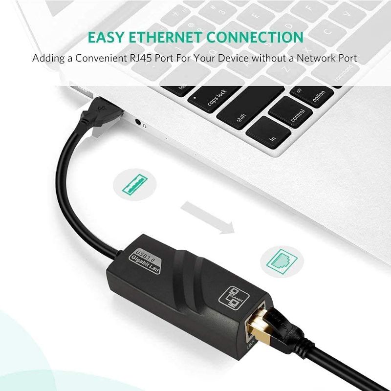 USB 3.0 to Ethernet Adapter, USB 3.0 to 10/100 Gigabit Ethernet LAN Network Adapter, Compatible for iMac Pro, Air, Mac Mini/Pro, Surface Pro, Notebook PC, Laptop and More