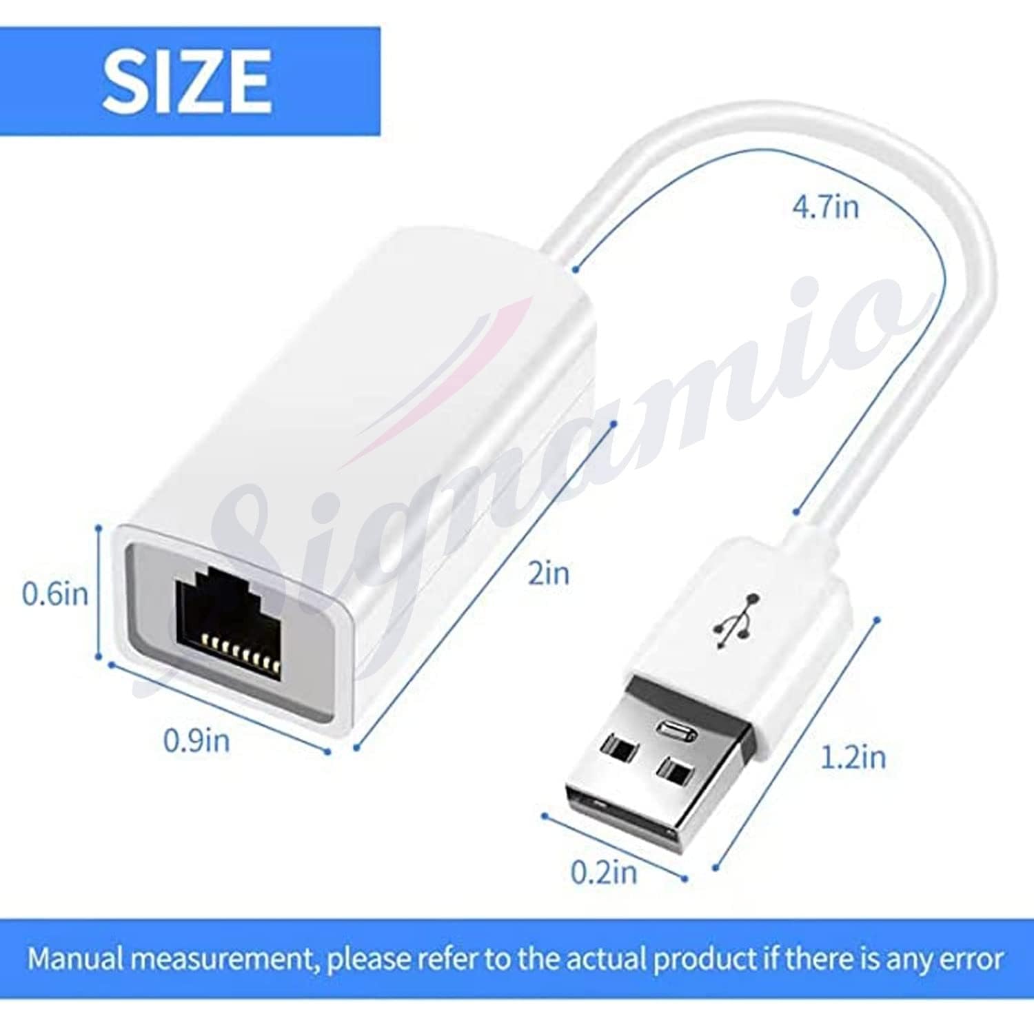 USB to Ethernet Adapter,Foldable USB 2.0 to Gigabit Ethernet LAN Network Adapter,10/100 Mbps LAN Network Adapter (White)