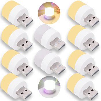 USB Warm White Plug in Night Light Led For Kid's Baby in Bedroom Bathroom Nursery Hallway Compact Mini USB Light Bulb (Pack of 5)