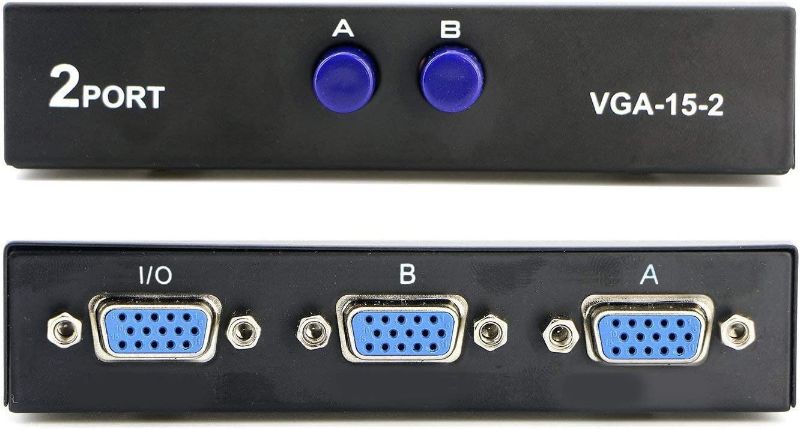 VGA 2 in 1 Out 2 Port VGA Switch Press Button to 2 Way VGA Video Switch for Computer PC Monitor