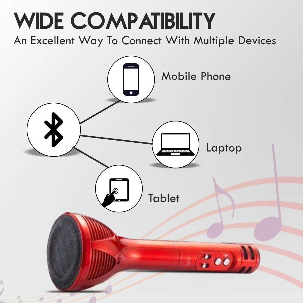 Wireless Bluetooth Karaoke Microphone, Portable Handheld karaoke Mic Speaker Machine Birthday Home Party for Android