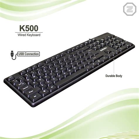 zebion k500 USB Wired Keyboard Plug and Play The Standard Keyboard