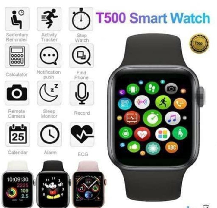 T500 Bluetooth calling Smartwatch , heart rate monitor activity tracker S356 Smartwatch  (Black Strap, FREE)