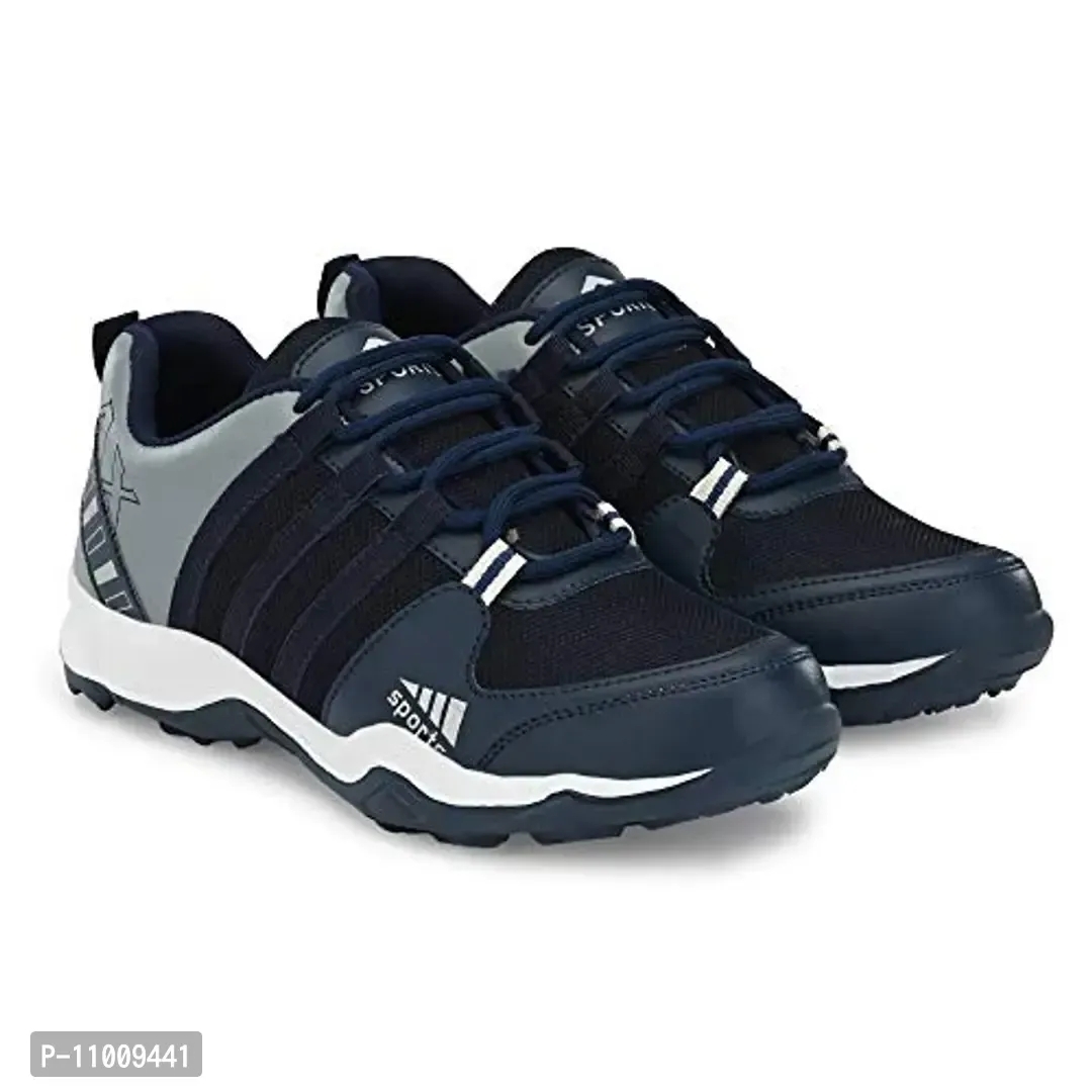 Runway Shoe Mens Navy Blue Comfortalbe Synthetic Mesh Lace Up Sports/Running/Walking/Gym/Joggin Shoe  - 6