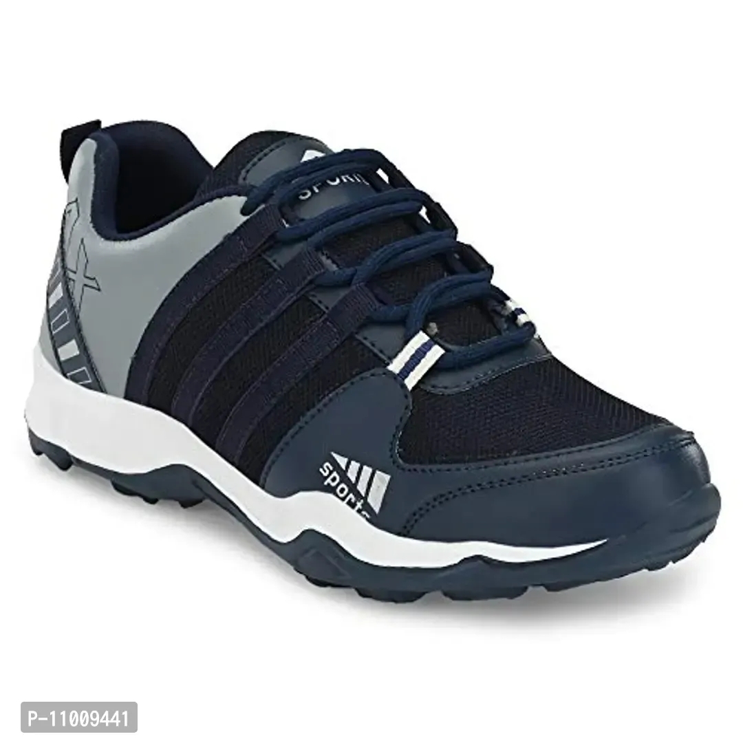 Runway Shoe Mens Navy Blue Comfortalbe Synthetic Mesh Lace Up Sports/Running/Walking/Gym/Joggin Shoe  - 8
