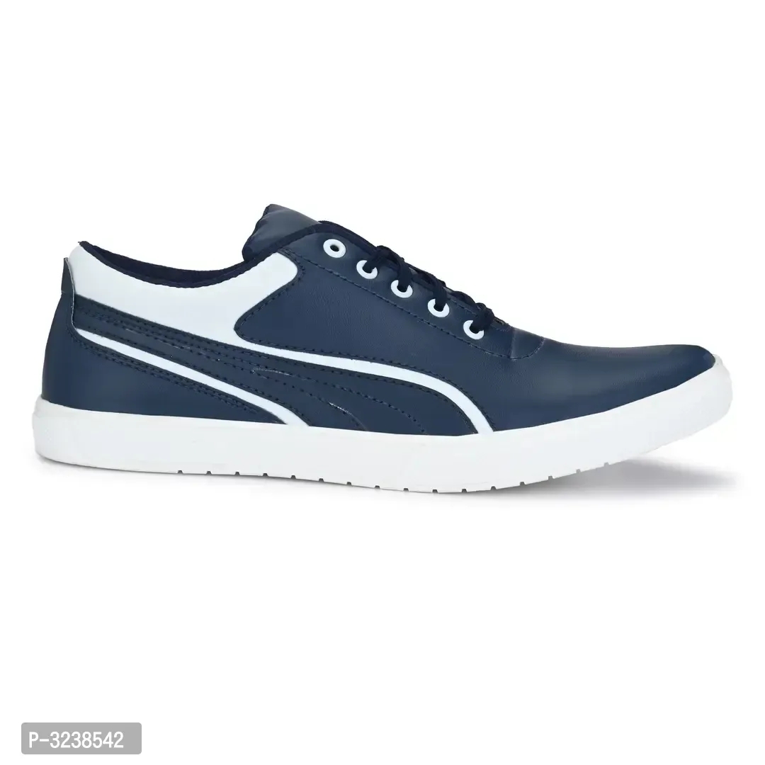 Blue  White Lace-Up Self Design Casual Shoes For Men's - 6