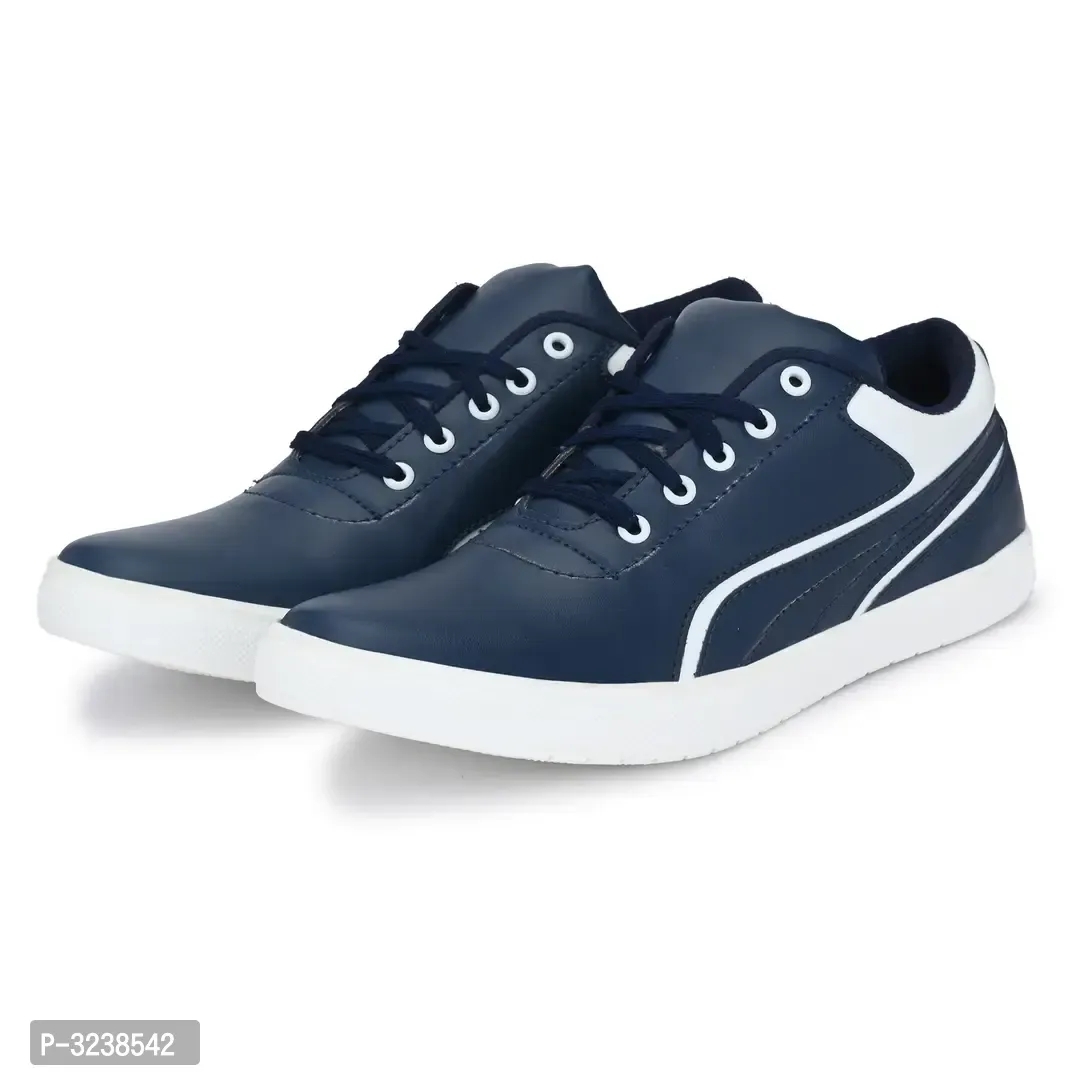 Blue  White Lace-Up Self Design Casual Shoes For Men's - 6