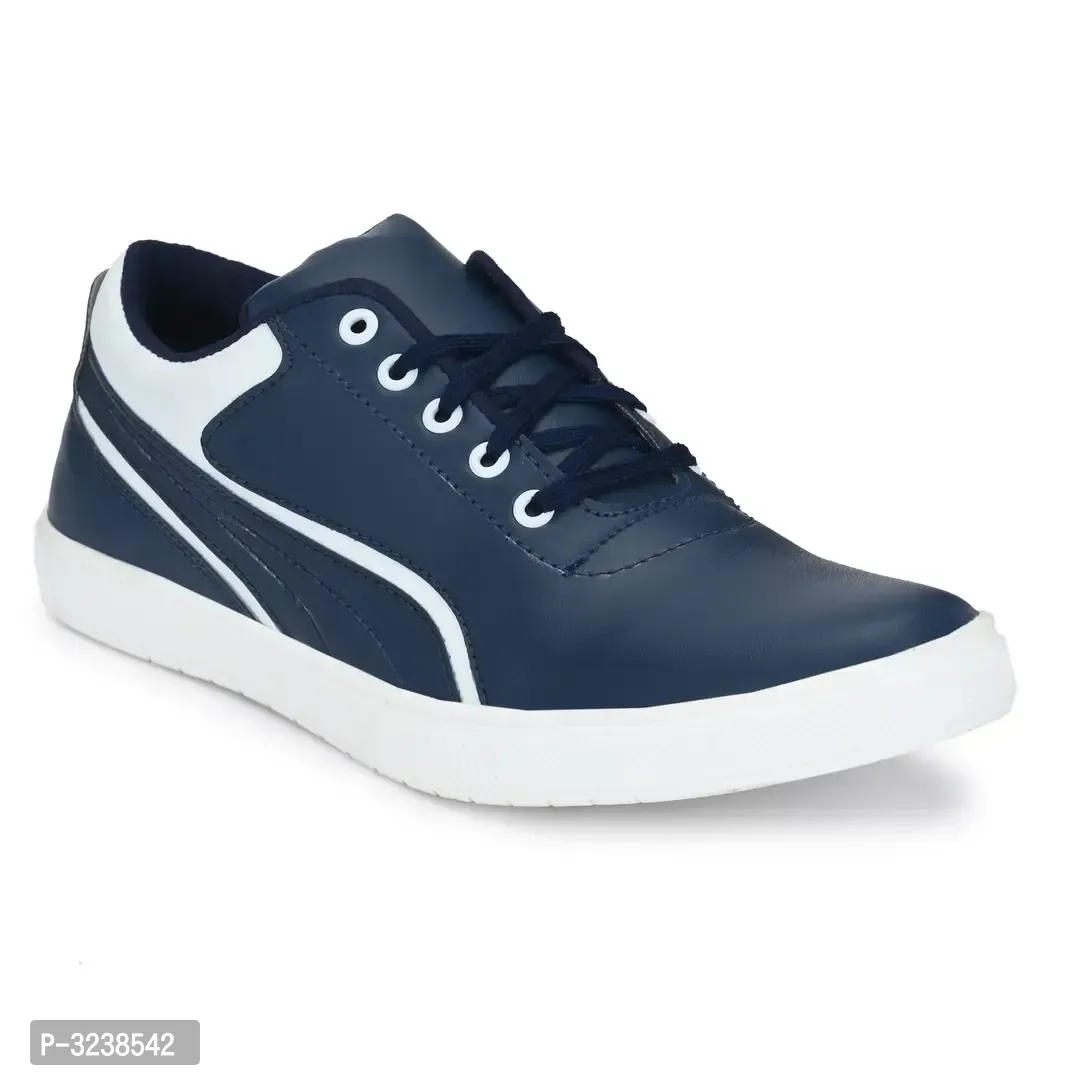 Blue  White Lace-Up Self Design Casual Shoes For Men's - 7