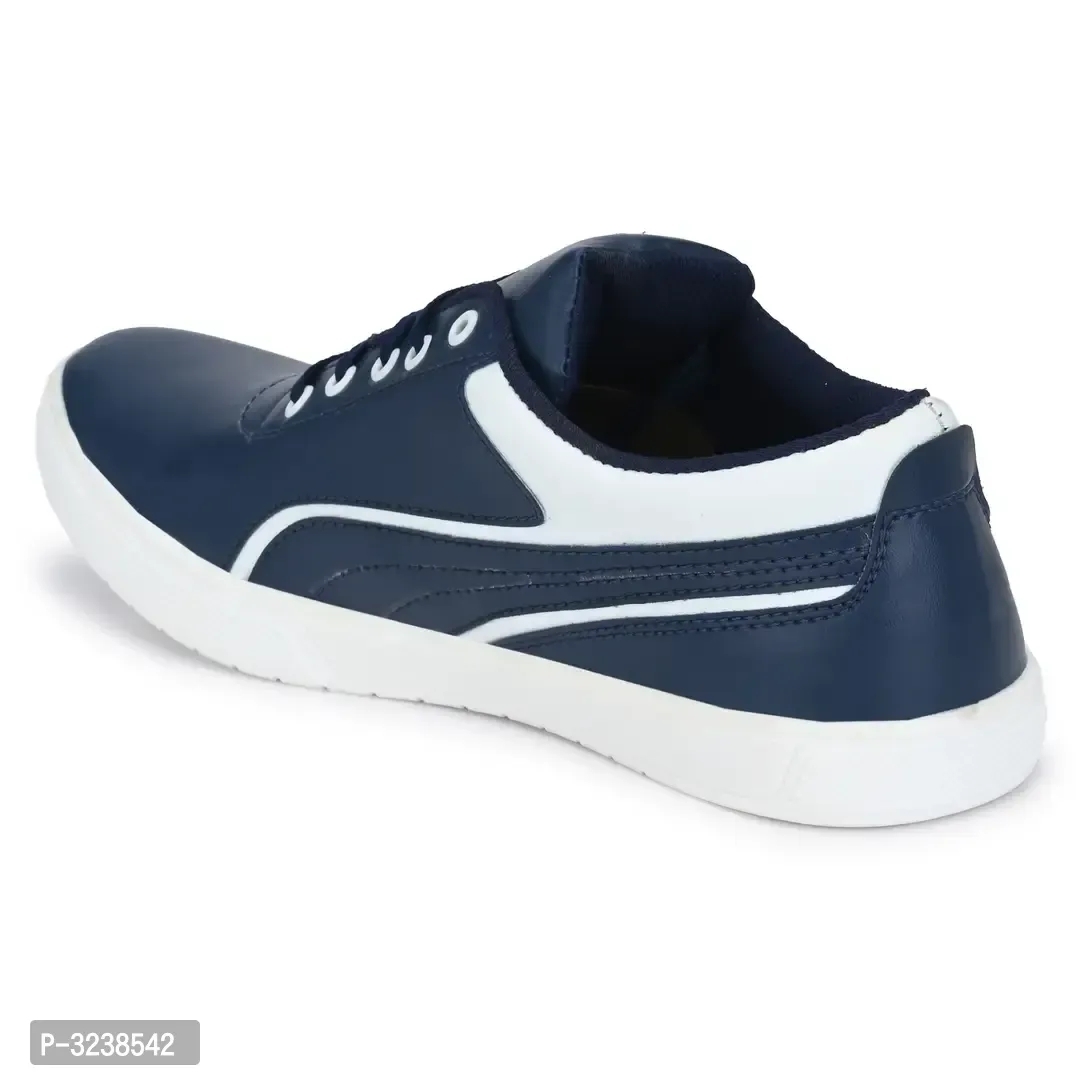 Blue  White Lace-Up Self Design Casual Shoes For Men's - 8