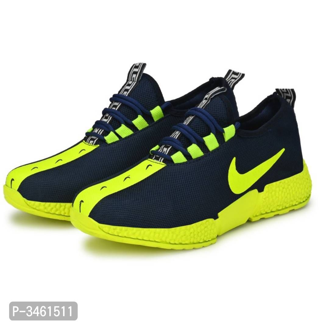 Men's Breathable Mesh Blue Neon Running Sport Shoes - 10