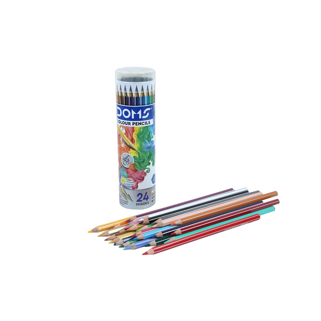 Doms Colour Pencil Round Tin Pack 24 Shades  - 1 Pack