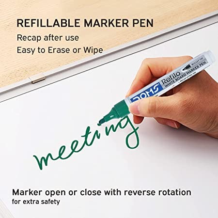 Doms Refilo White Board Marker Pen Green Colour - 5 Pcs, Green