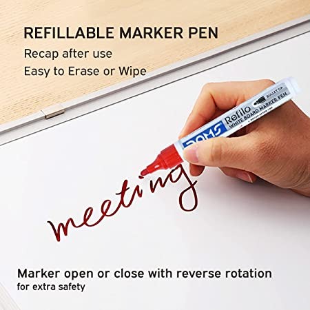 Doms Refilo White Board Marker Pen Red Colour - 10 Pcs Packs, Red