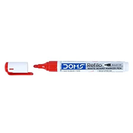 Doms Refilo White Board Marker Pen Red Colour - 1Pcs, Red