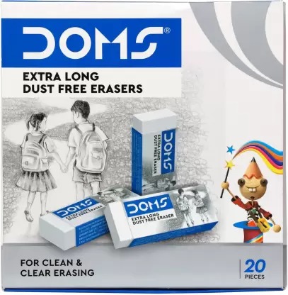 Doms Extra Long Dust Free Erasers 20 Pieces Packs