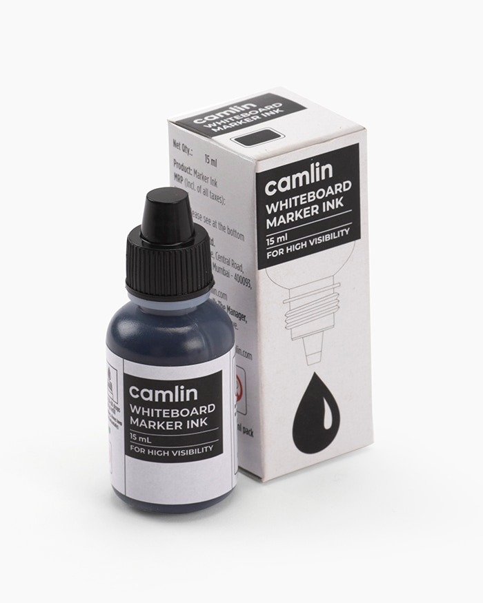 Camlin  White Board Marker Ink Black Colour 15ml  - 10 Pcs, Black