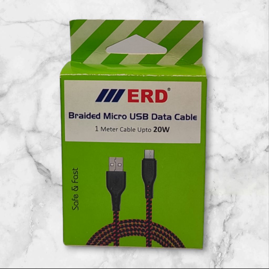 ERD Braided Micro USB Data Cable 1meter Cable Up to 20W 5V-2.4A Fast Charging, Hight-Speed Data Transfer, Hight Strength with 5mm OD Cable, Red & Black Color UC-58