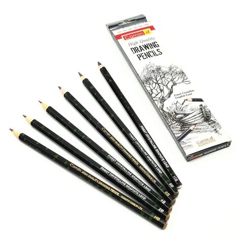 Camlin Drawing Pencils 6pcs HB,2B,3B,4B,6B,8B