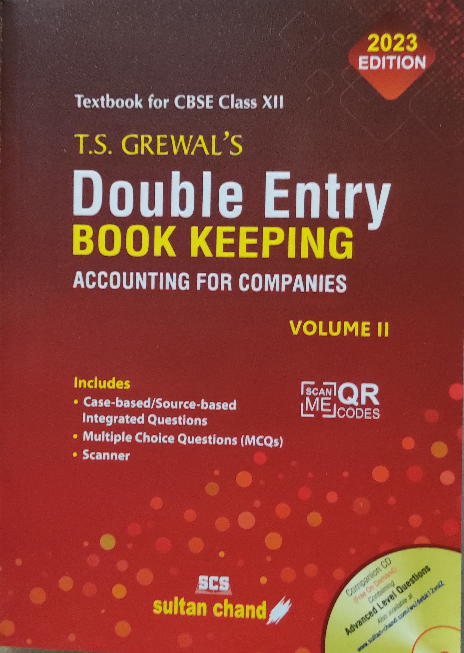 Sultan Chand Double Entry book Keeping Accounting for Companies By - T.S. Grewal Volume 2 Class 12 Edition 2023 