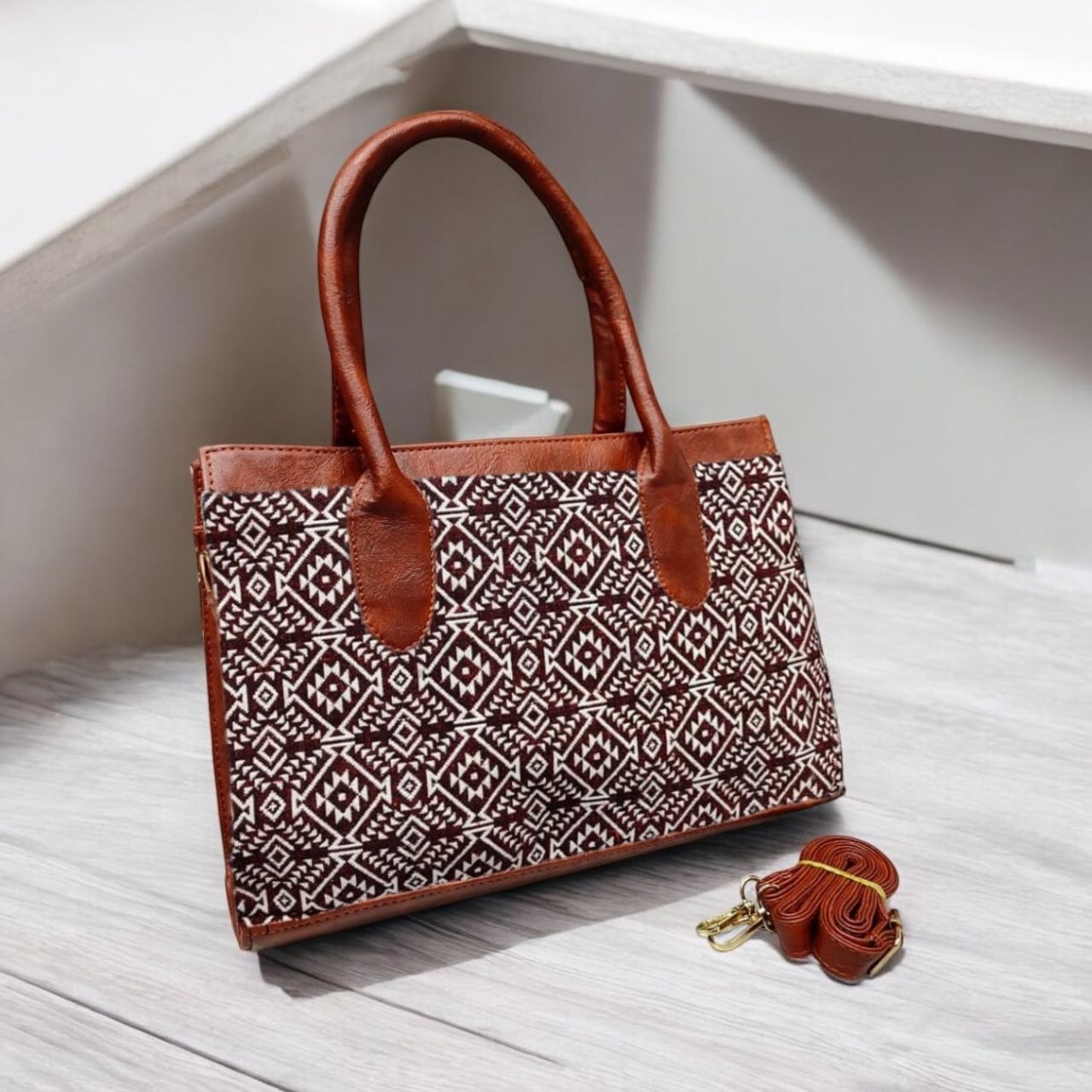 Handbag Cum Sling Jacquard